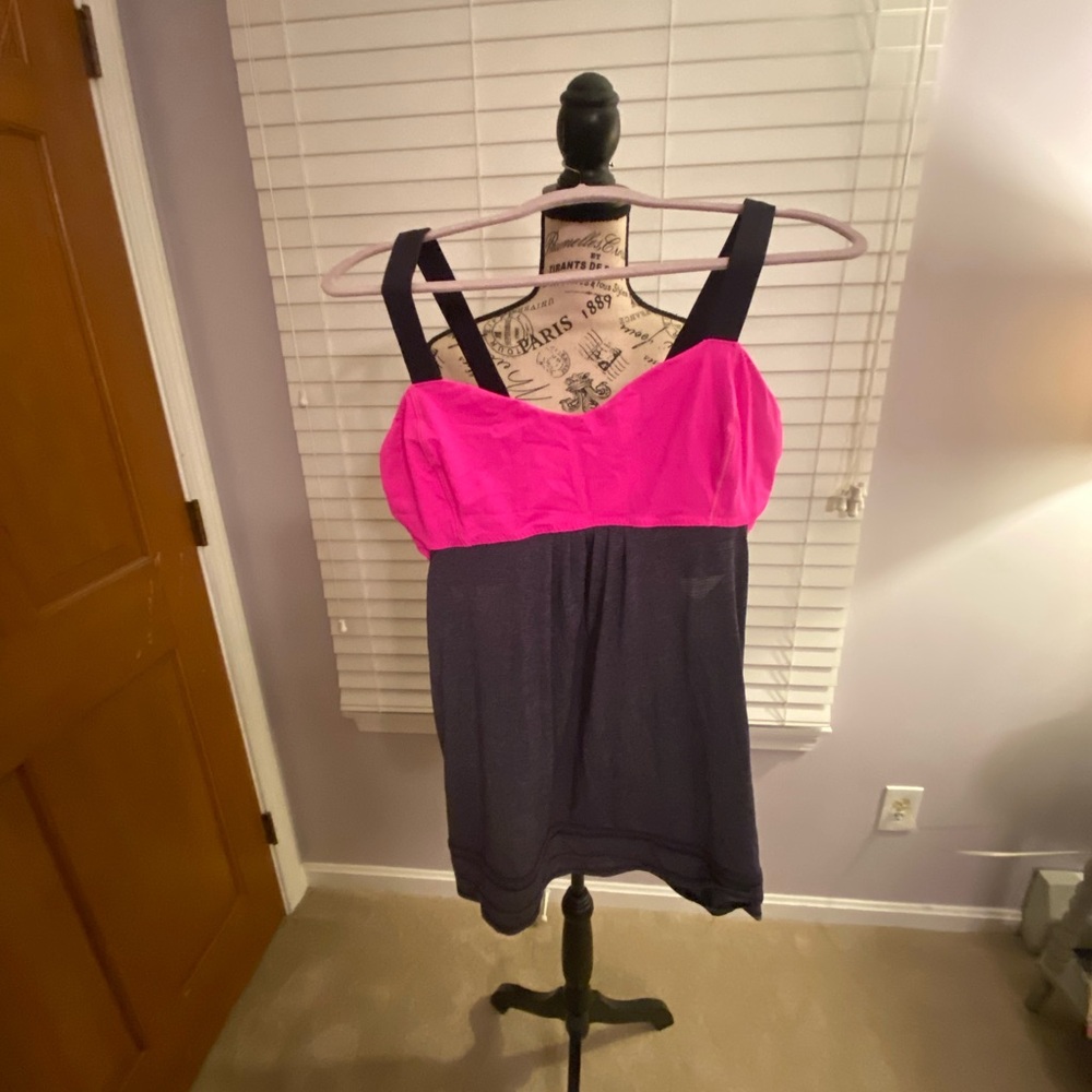 Pink and Navy Sleeveless Top